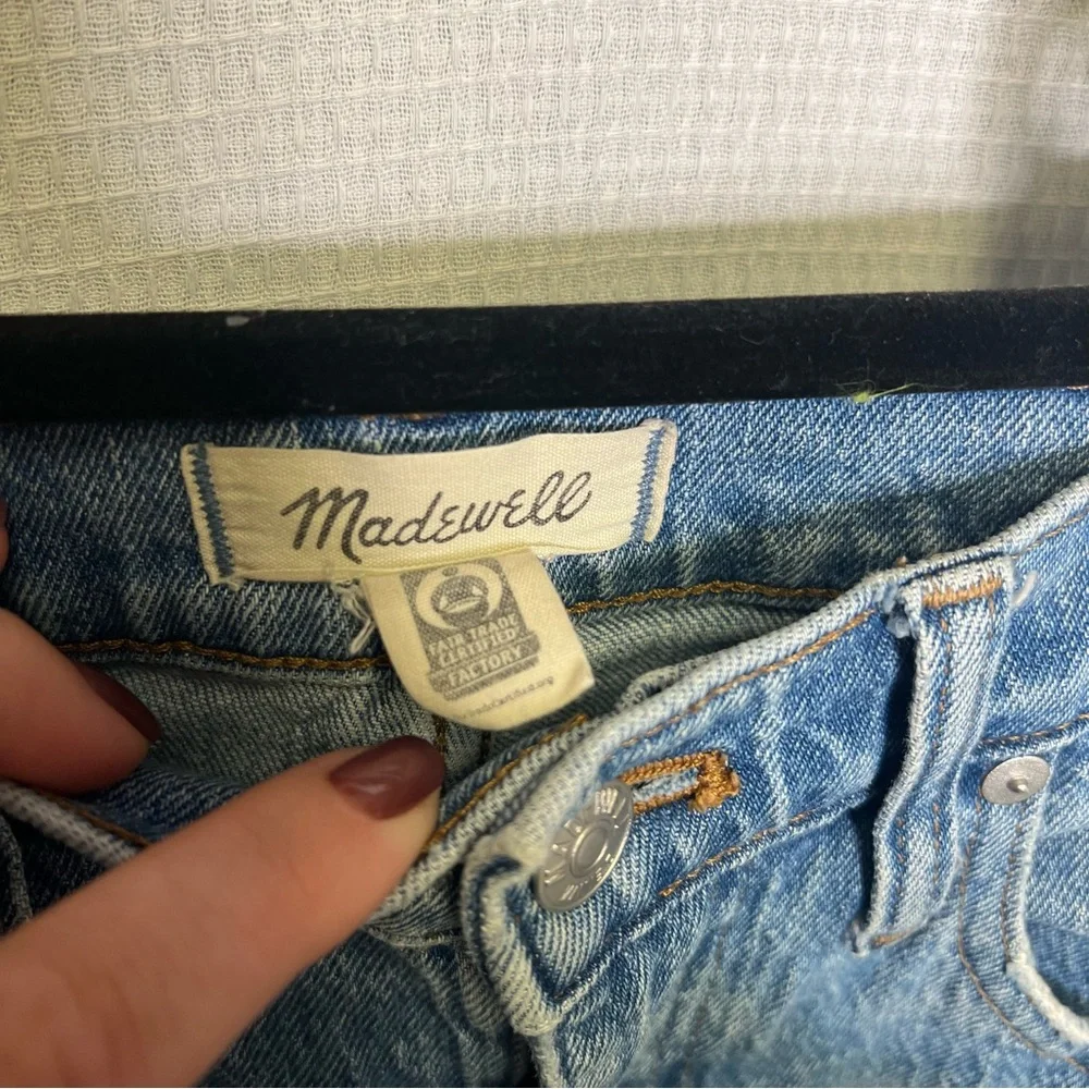 Madewell | Blue Ankle Cropped Jeans‎ with Frayed Hem 25 Boyfriend